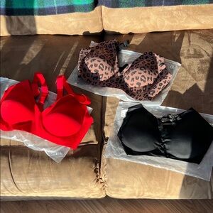 Women's Intimates Set - Red, Leopard, and Black Bras